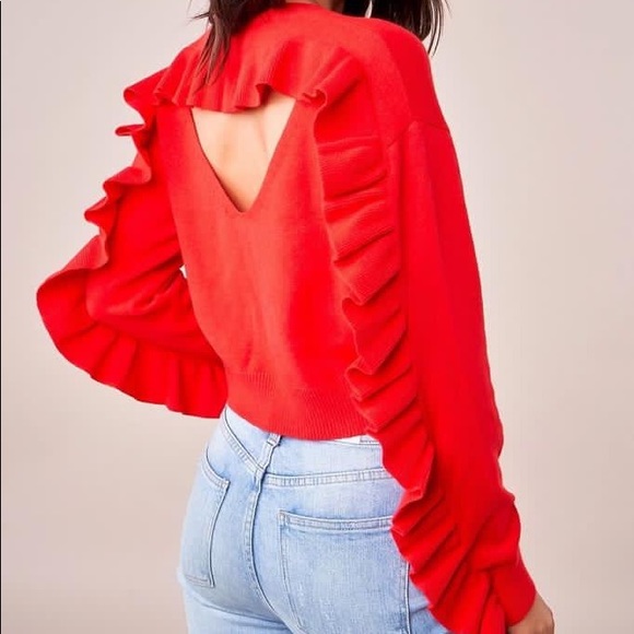 $$ DAILY DEAL $$ KIMOTO RUFFLE DETAIL SWEATER - Picture 2 of 2